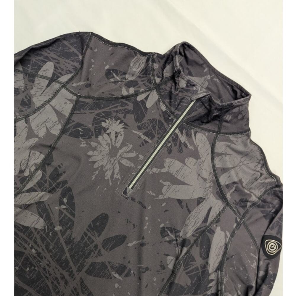 Killtec Floral Camo Gray 1/4 zip pullover performance long sleeve Wms Lg sz 14